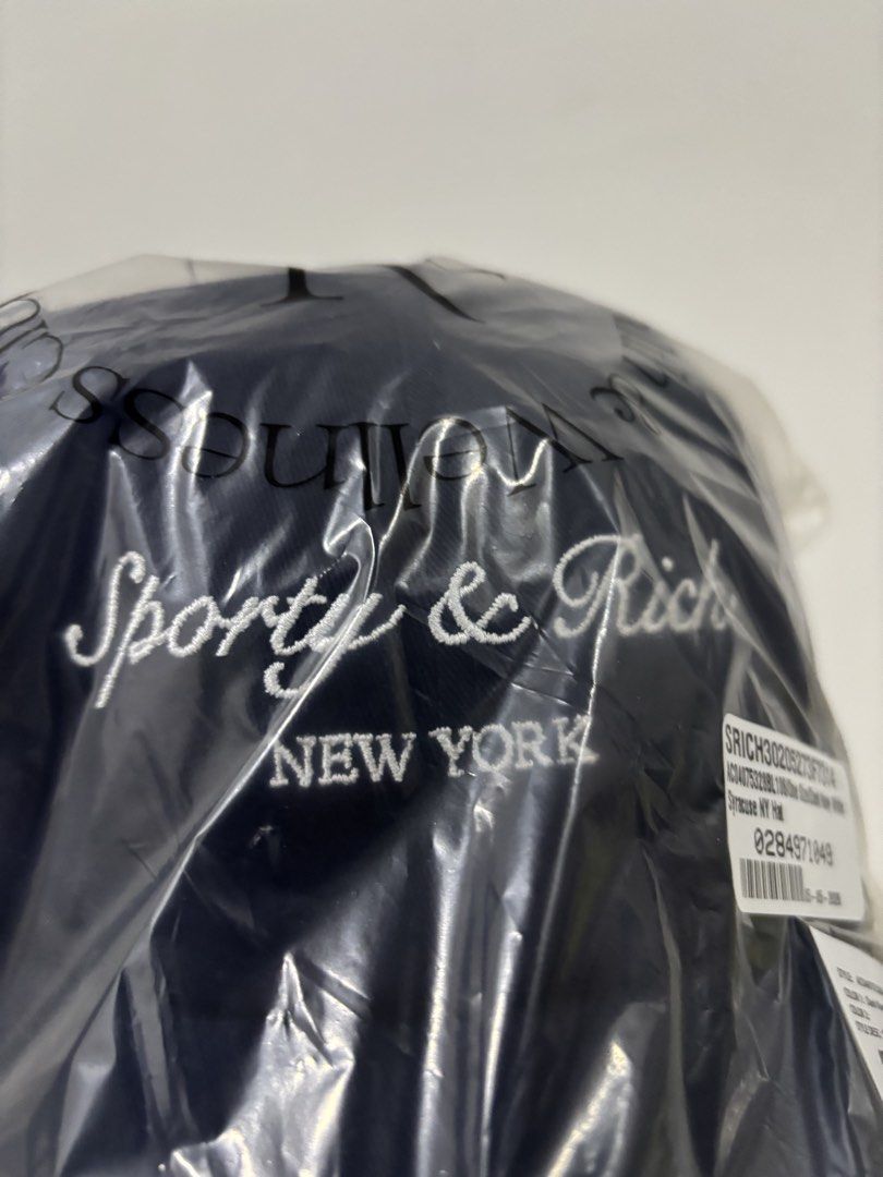 NEW Authentic SPORTY & RICH NY Navy Script Baseball Cap Dad Hat (Category: Luxury Accessories) located in Paranaque City. Submitted by mysinfulindulgence (Listing ID 1468114564, Image 2). Description: Brand new with tag 💯Guaranteed authentic Sporty & Rich Navy Cap bought from the USA Doing a little KonMari for the benefit of the Cats of NSHA 😻🙏 Last price posted Pick up loc: bf homes paranaque Mop: bdo / gcash Mod: lbc, grab or lalamove .