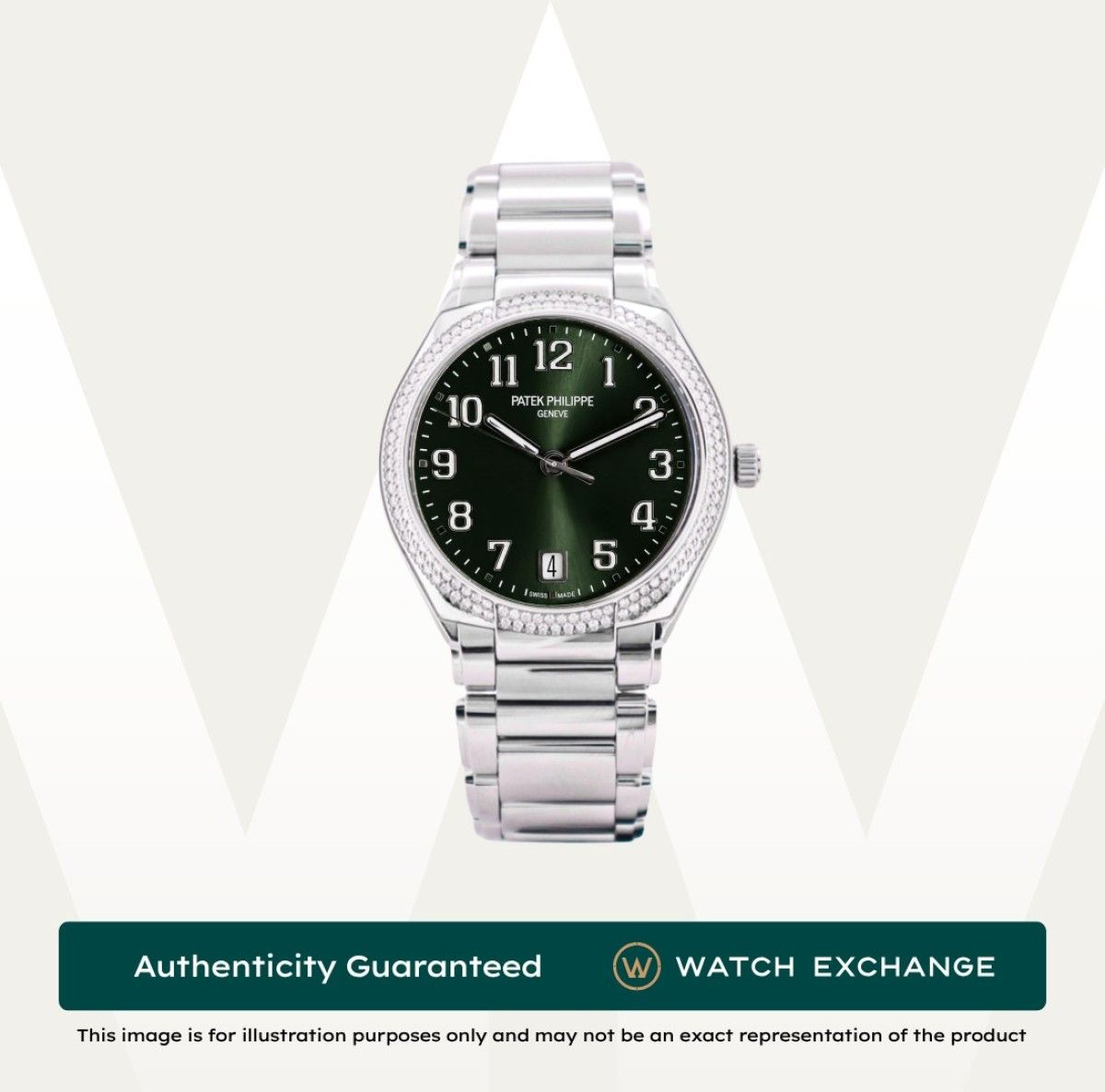 [New] Patek Philippe Twenty~4 Bracelet 7300/1200A-011 7300 PP Olive Green Dial Z29687 Apr 2026 (Category: Watches) located in Singapore. Submitted by watchexchange.sg (Listing ID 1467879603, Image 1). Description: [New] Patek Philippe Twenty~4 Bracelet 7300/1200A-011 7300 PP Olive Green Dial Z29687 Apr 2026 Price: $32,300 Brand: Patek Philippe Model: 7300/1200A-011 Condition: New Dial: Olive Green Case Diameter: 36mm Material: Stainless Steel Ori