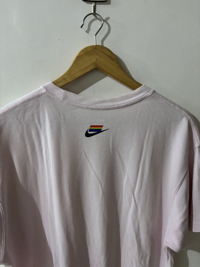 Nike ACG Rainbow Triangle Logo Pink Tee Size L (Category: Tshirts & Polo Shirts ) located in Kalibo. Submitted by mack29 (Listing ID 1468210023, Image 3). Description: - excellent - Color: Light Pink - Size: Large - Design: Large rainbow triangle logo on front, small rainbow tag and swoosh on back collar - Fit: Regular fit crewneck - Style: Casual streetwear - Condition: Good pre-owned condition - Mode of Payment: GCash Excellent .
