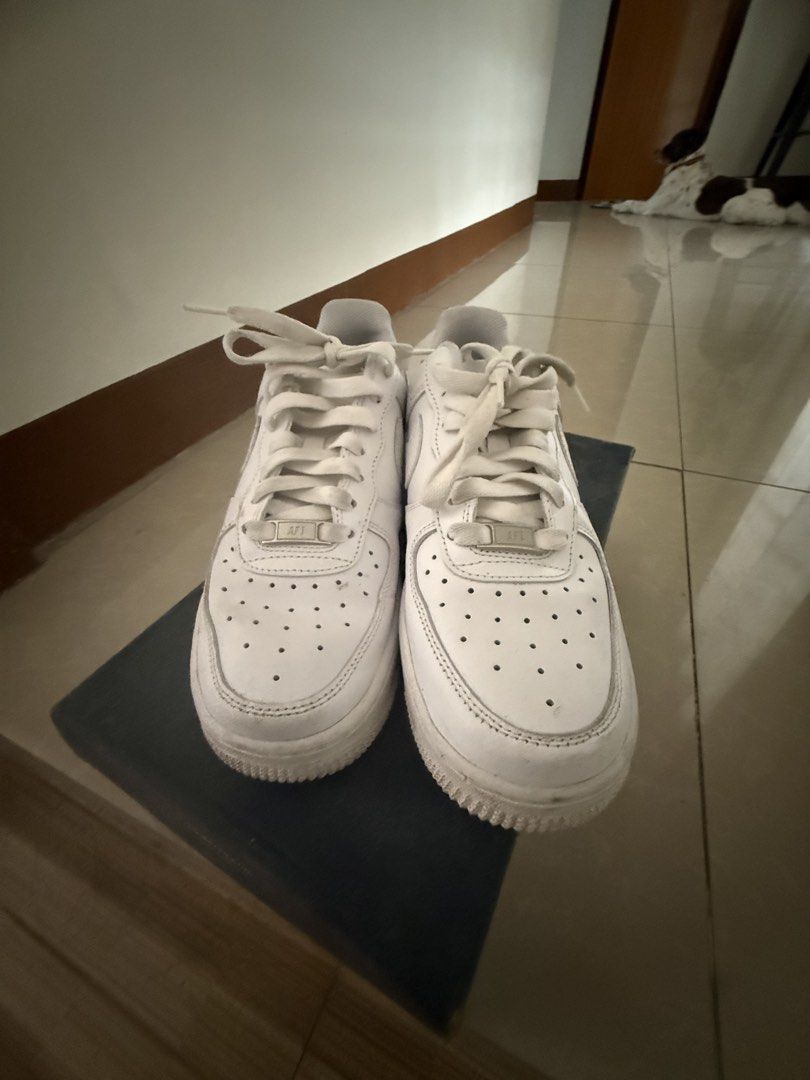Nike Air Force 1 Triple White (Category: Sneakers) located in Cavite. Submitted by galoreforsale (Listing ID 1468282657, Image 3). Description: - Model: Classic Nike Air Force 1 Low - Colorway: Triple White - Material: Premium all-white leather upper - Condition: Excellent, worn a few times with very minor creasing on the toe box - Details: Includes metal AF1 lace dubrae, clean white laces, and durable rubber soles - Style: Versatile everyday kic
