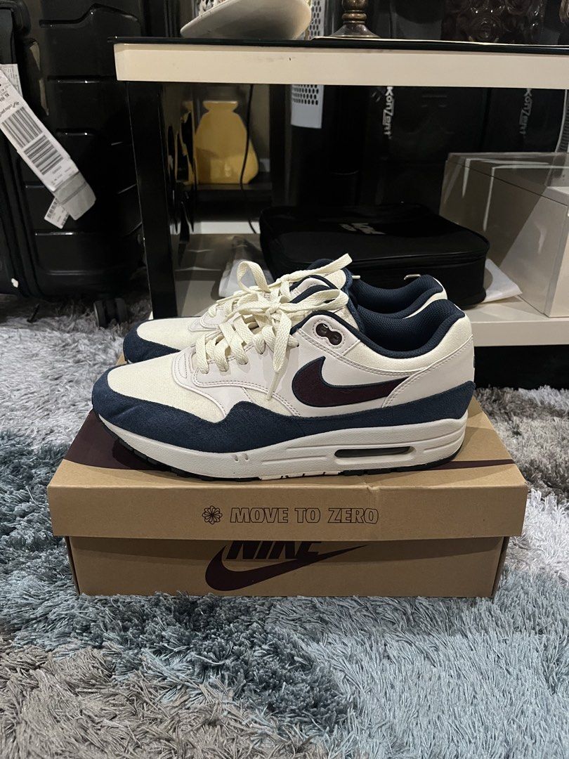 Nike Air Max 1 Coconut Milk Obsidian (Category: Casual Shoes) located in Manila. Submitted by jpnghua_08 (Listing ID 1468089740, Image 1). Description: - Model: Nike Air Max 1 - Colorway: Coconut Milk and Obsidian (Cream canvas/leather with dark navy accents) - Size: 10 US - Condition: Worn a few times - Inclusions: Original box included - Perfect daily wearer with a clean, versatile colorway.
