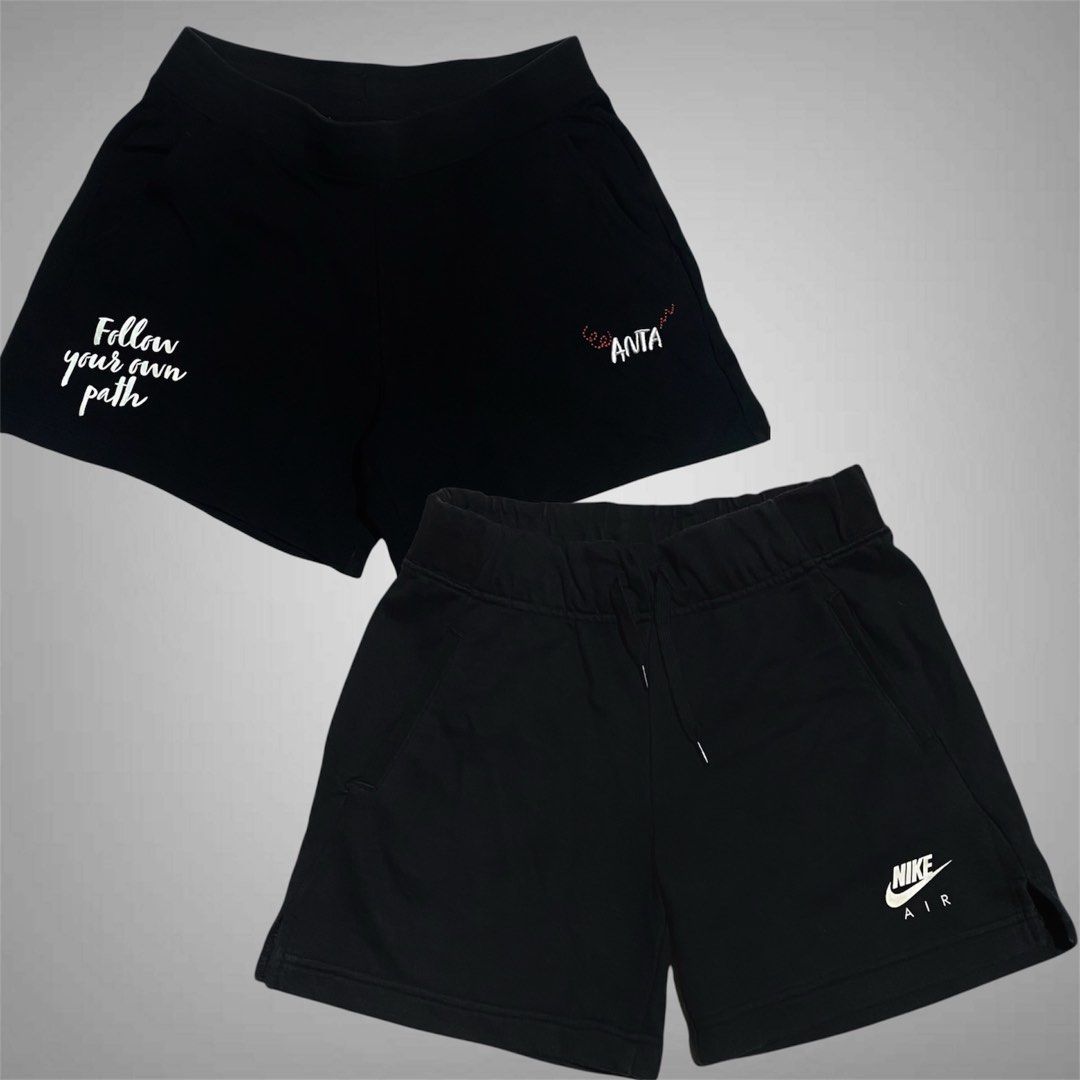 Nike Air x Anta Aspack (Category: Shorts) located in Mabalacat. Submitted by stellargarments (Listing ID 1468147747, Image 1). Description: Anta Size : 28-34 Length : 13 Condition : 9/10 burda anta spellout with patch sa likod 3 pockets complete tags missing tali SUPER NICE & KINIS! VERY COMFY & SMOOTH ON SKIN NEED WASH NO MAJOR STAIN FRESH FROM BALE nike air Size : 26-30 Length : 14 Condition : 8/10 cotton fabric 2 pockets with tali wala basag l