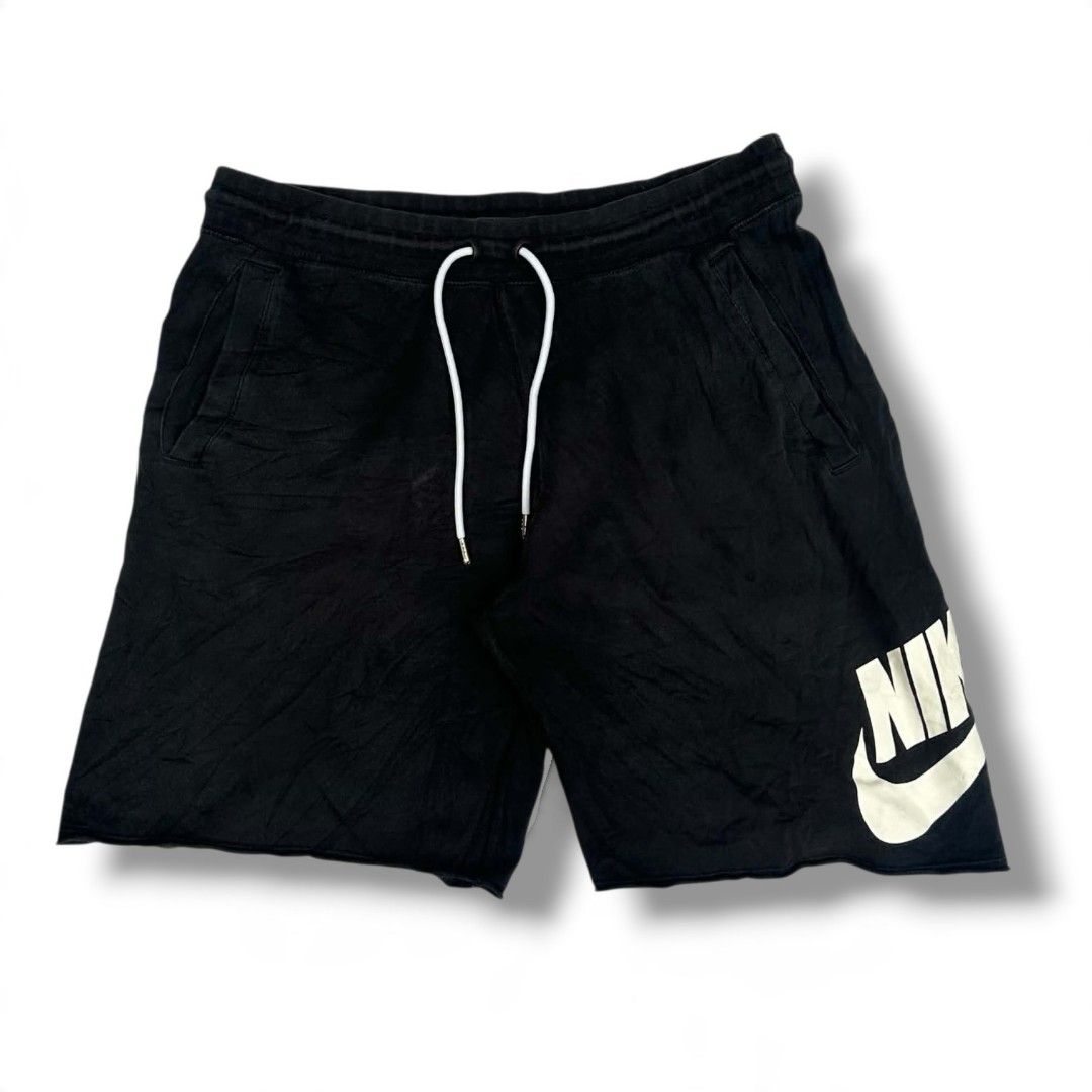 Nike alumni (Category: Shorts) located in Pantukan. Submitted by modhexx (Listing ID 1468081641, Image 1). Description: - Authentic Nike black cotton sweatshorts - Elastic waistband with adjustable white drawstrings - Convenient dual side pockets - Bold white Nike logo print near the right hem - Trendy raw edge leg openings - Super comfortable fit, perfect for everyday casual wear.
