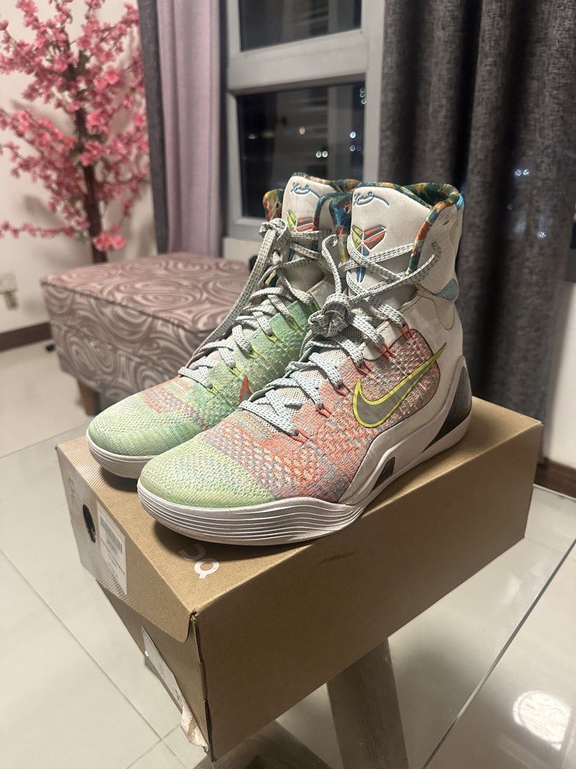 Nike Kobe 9 High Protro (Category: Casual Shoes) located in Mandaluyong City. Submitted by fourleafcloverrrr (Listing ID 1468141328, Image 3). Description: Nike Kobe 9 Protro High ‘What the’ Size 9.5 Used No box (pair only) Slightly negotiable .