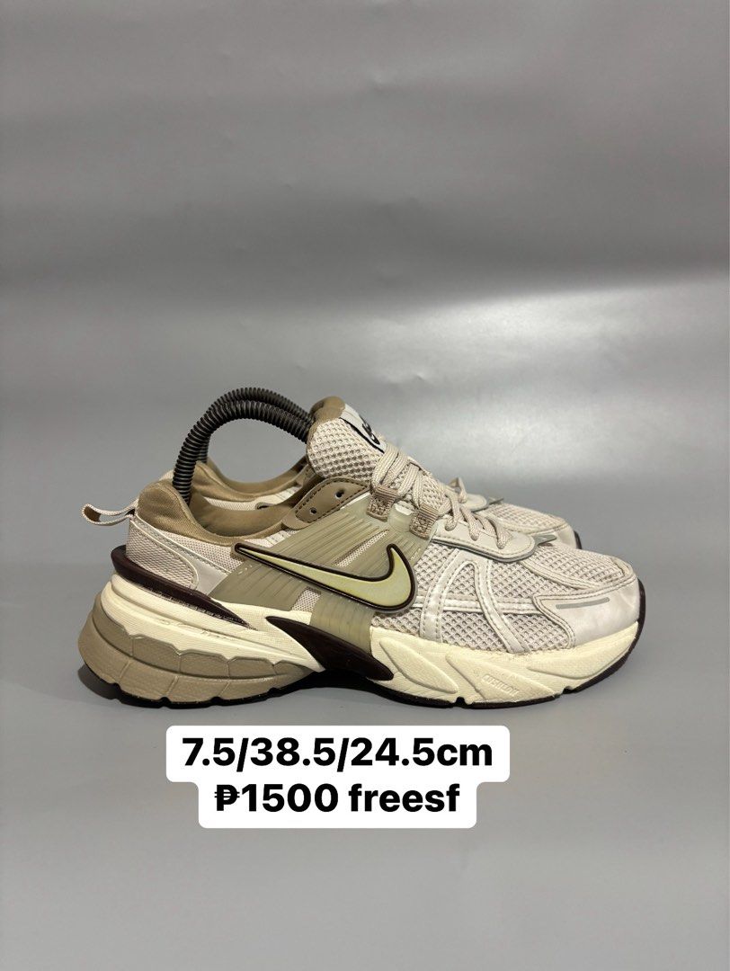 Nike sneakers size 7.5 beige brown (Category: Sneakers) located in Butuan. Submitted by shoeetasho (Listing ID 1468210913, Image 1). Description: - Brand: Nike - Colorway: Beige and brown with signature swoosh - Size: US 7.5 / EUR 38.5 / 24.5cm - Material: Breathable mesh upper with brown accents - Features: Chunky sole for extra support and heel pull tab - Condition: Clean overall with minimal wear on the outsoles.