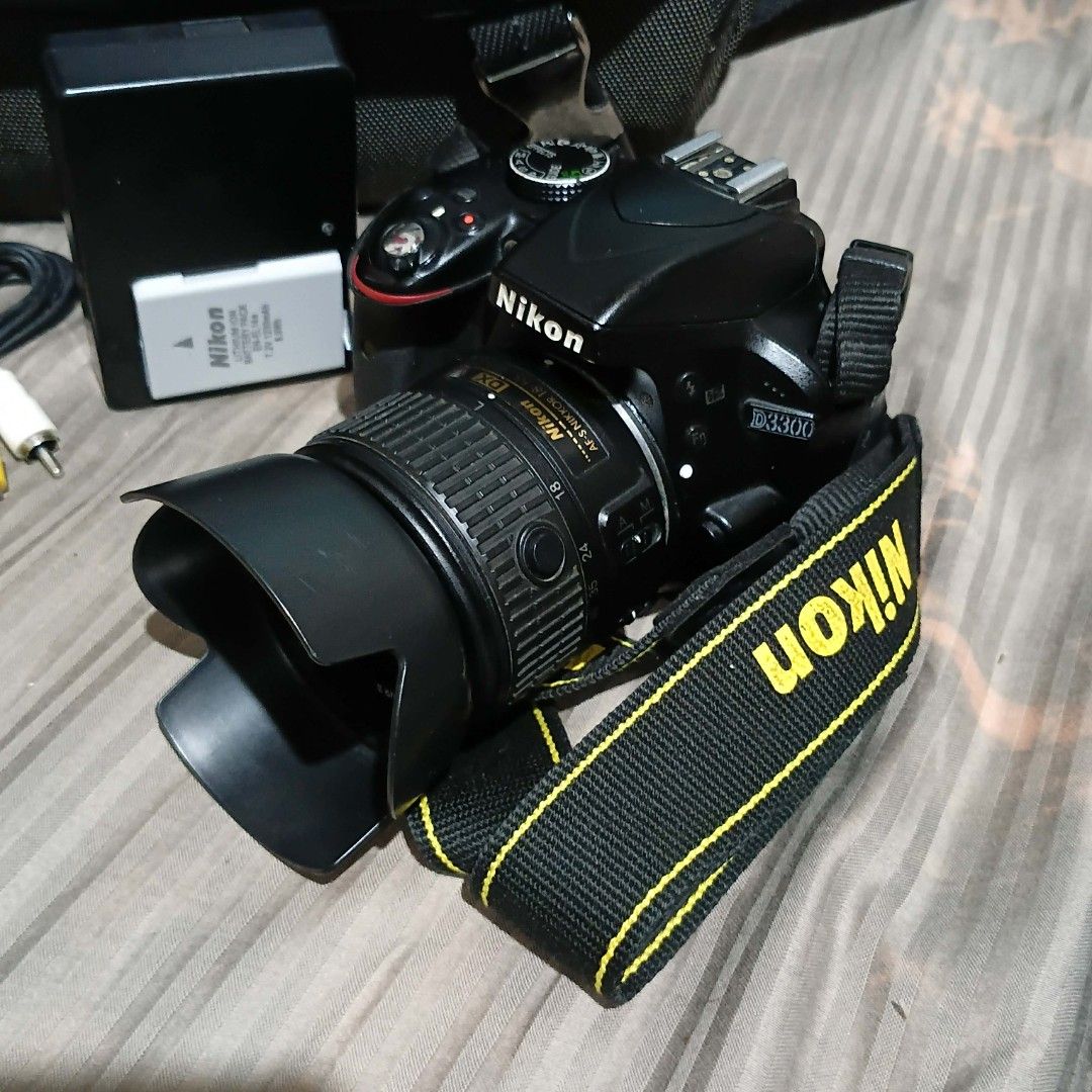 NIKON D3300 (Category: Cameras) located in Burgos, Pangasinan. Submitted by freemountain.3dca34 (Listing ID 1468150935, Image 1). Description: NIKON D3300 DSLR, mabilis shutter! • Fully functional and usable • May slight vignette sa screen/display, but does NOT affect the actual photos/output • Ginagamit lang po for school events, very nice sa sports photog INCLUSIONS • Nikon D3300 body • 18–55mm kit lens • Nikon camera bag • 1 battery (newly bou