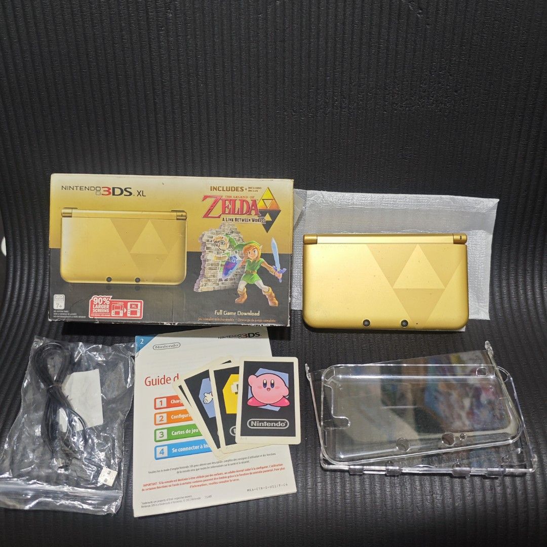 Nintendo 3DS XL Zelda Edition with Box (Category: Nintendo) located in Quezon City. Submitted by shopme_gadget30 (Listing ID 1468240735, Image 1). Description: kindly read the details 8/10 Good Condition no issue no dent excellent performance with minimal scratches only but not noticeable with paint chip and discoloration also with screen protector on lower screen only NO scratches on the screen Serial number matched with the box and unit latest 