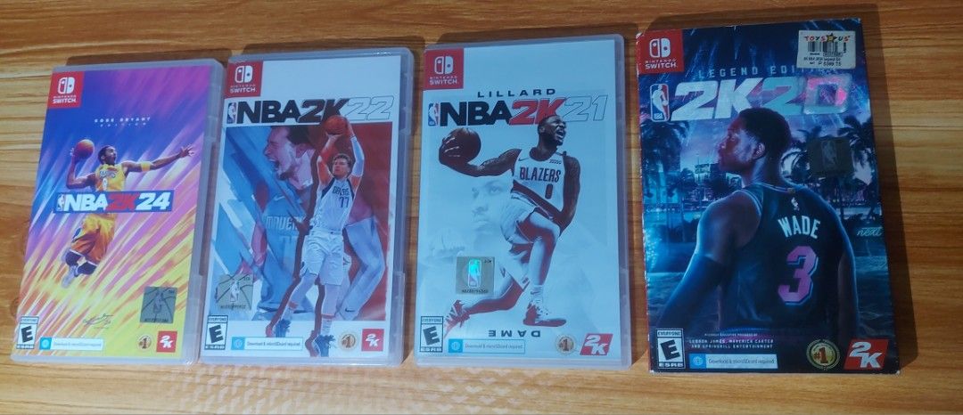 Nintendo Switch NBA 2K Games Bundle 2K20 2K21 2K22 2K24 (Category: Nintendo) located in Quezon City. Submitted by appleusermarioz (Listing ID 1468167202, Image 1). Description: Set of 4 Nintendo Switch basketball games NBA 2K20 Legend Edition - 800 NBA 2K21 - 650 NBA 2K22 - 700 NBA 2K24 kobe bryan edition - 900 - All game cartridges are tested and 100% working all good working, 3,050 all ( open for swap lahat sa Mario 3d land bowsery fury + mario