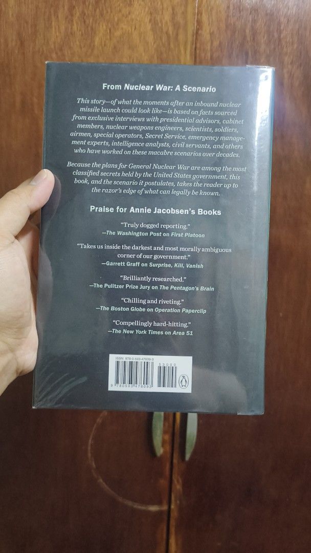 Nuclear War: A Scenario by Annie Jacobsen Hardbound (Category: Storybooks) located in Calamba. Submitted by kreads (Listing ID 1468061308, Image 2). Description: Purchased from Fullybooked with plastic jacket Negotiable RFS: Decluttering.