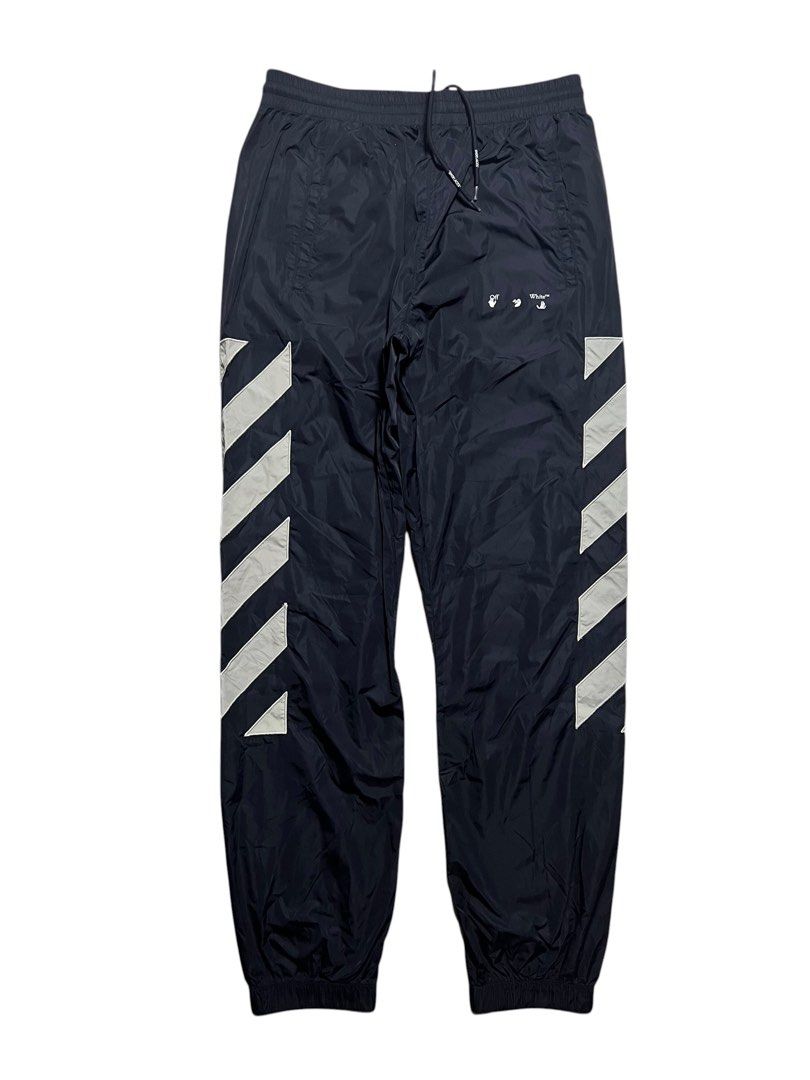 OFF-WHITE DIAGONALS TRACK PANTS (Category: Joggers) located in Las Pinas. Submitted by greedythrifterz (Listing ID 1468093983, Image 3). Description: OFF-WHITE DIAGONALS TRACK PANTS DIMES- WIDTH 32, LENGTH 40, THIGHS 13 (ALL INCHES) AUTHENTIC ISSUE- SIGN OF USAGE CHECK PICS FREESHIP AND NEGOTIABLE .