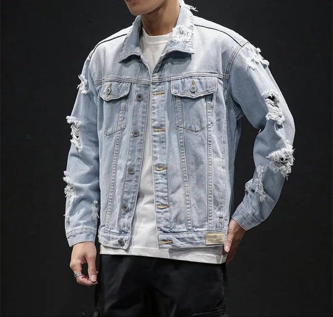 OG Berksha Tattered Denim Jacket (Category: Coats, Jackets and Outerwear) located in San Isidro. Submitted by epictiger_e56216 (Listing ID 1468138035, Image 1). Description: Auth Berksha Tattered Denim Jacket 750 shipped No damage / No issue Like new condition Loc : Magalang pampanga.
