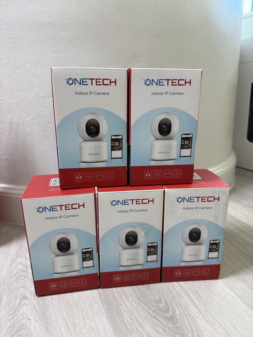 Onetech Indoor IP Camera (Category: Security Systems & CCTV Cameras) located in Muntinlupa City. Submitted by diananeedsspace (Listing ID 1468085123, Image 2). Description: - Brand new, unopened Onetech indoor IP cameras in original boxes - Modern white body featuring a sleek black lens sphere - Easy smartphone app setup with convenient QR codes printed on the box - Perfect for home monitoring and indoor security - Multiple units available for pu