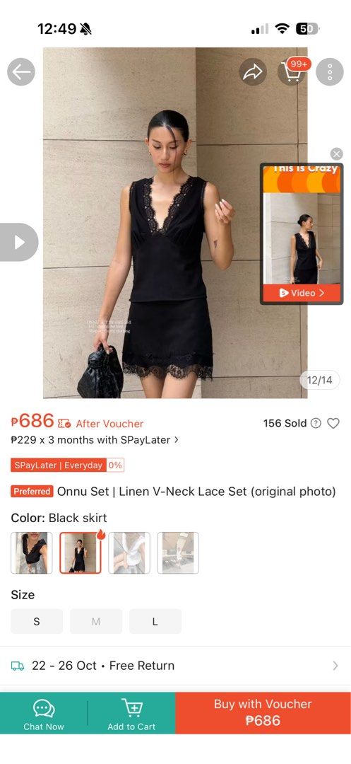 Onnu Set Linen V-Neck Lace Set Black (Category: Sets or Coordinates) located in Manila. Submitted by calmcloud.195032 (Listing ID 1468248550, Image 1). Description: - Color: Black - Set includes: Sleeveless top and matching skirt - Material: Breathable linen with delicate lace trim along the neckline and hem - Versatility: Perfect for casual days or dressed up with heels - Available Sizes: M.
