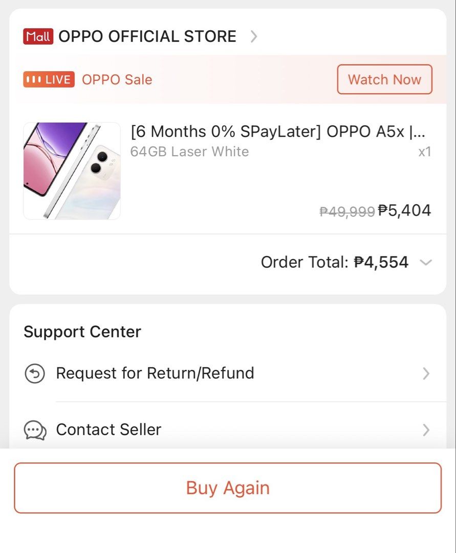 Oppo A5X (Category: OPPO) located in Caloocan City. Submitted by blissevaine (Listing ID 1468217807, Image 3). Description: 1 week lang ginamit for tiktok purposes. Bought nung June lang, like brand new pa talaga. Pwede unli reset. rfs: di na ginagamit inclusion: with box with charger sim ejector case.