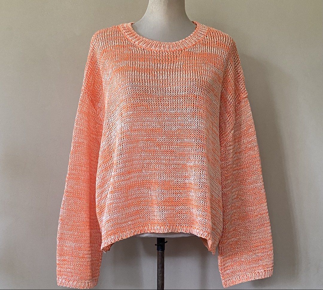 Orange Knit Open Weave Long Sleeve Sweater (Category: Longsleeves) located in San Pedro. Submitted by fromsissiescloset (Listing ID 1468177036, Image 3). Description: Z@R@ Open Knit Sweater in Orange & Cream - New without Tags - Size XL - ₱600 free shipping No return / no exchange / no refund .