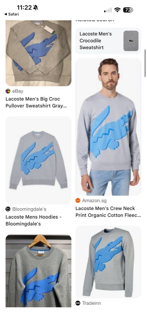 Orig Lacoste Longsleeves (Category: Hoodies) located in Manila. Submitted by breezy09breezy (Listing ID 1468087104, Image 3). Description: orig lacoste long sleeves fitted only once width 26 inches length 30 inches brandnew.