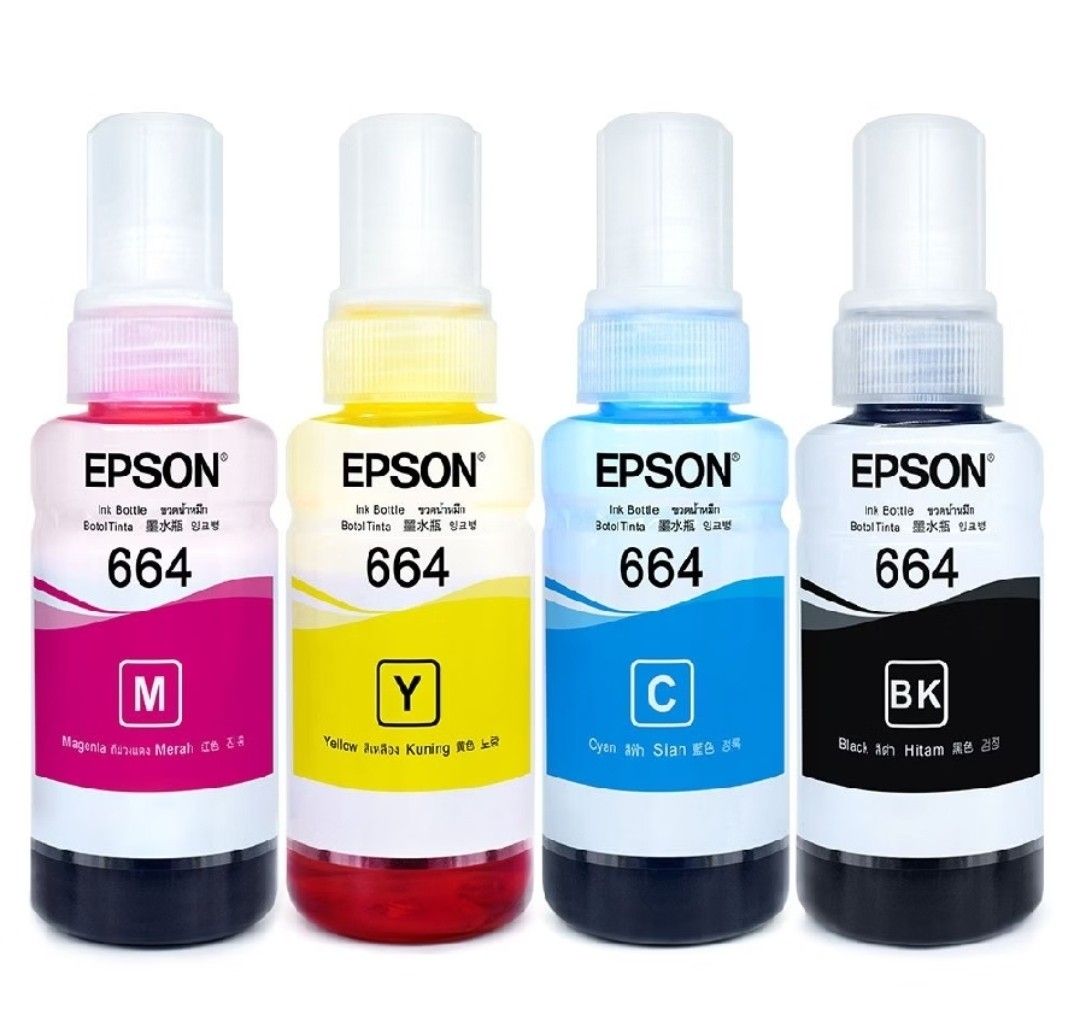 Original epson ink set (Category: Other Accessories) located in Manila. Submitted by danayamiracle (Listing ID 1468203573, Image 1). Description: 🌟 100% Original Epson 664 Genuine Refill Ink Bottles (Black, Cyan, Magenta, Yellow) Ensure crisp text and vibrant, long-lasting prints with 100% Genuine Epson 664 Refill Ink! Specially formulated for Epson EcoTank / L-Series printers, this high-yield ink guarantees high-quality prints without risking d
