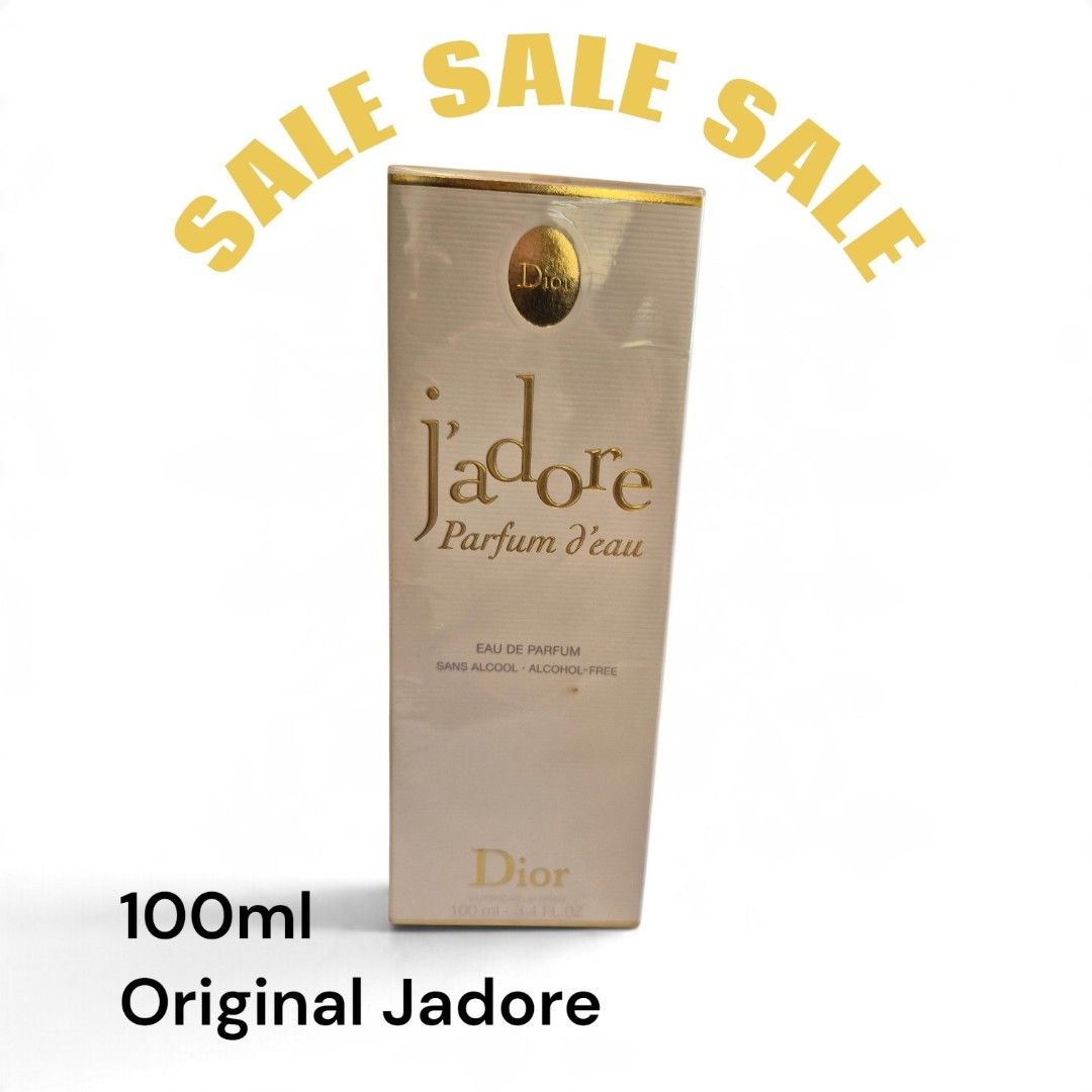 Original Jadore Dior 100ml (Category: Fragrance & Deodorants) located in Quezon City. Submitted by annderthesun (Listing ID 1468143102, Image 1). Description: Dior J’adore Parfum d’eau 100ml – Alcohol-Free Eau de Parfum An elegant floral fragrance with a soft bouquet of jasmine, magnolia and neroli. 🌸 100ml spray 💧 Alcohol-free formula 📦 With original box Condition: sealed 💰 Price: ₱6000 📍 Location: Pasig Actual item pictured. Message me for