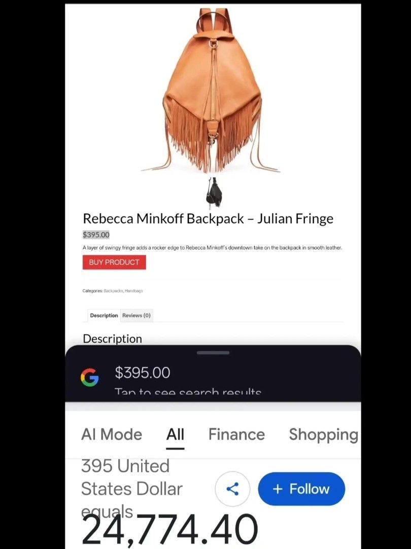 Original Rebecca Minkoff (Category: Backpacks) located in Cabuyao City. Submitted by secondhand.shop.ph (Listing ID 1468198966, Image 2). Description: Sale❗️Sale❗️Sale❗️ Original Rebecca Minkoff Brand new condition Medium Pure genuine leather 📌First to pay!.