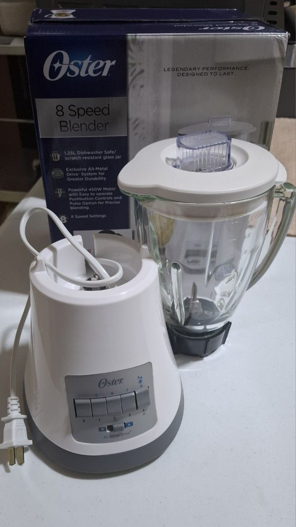Oster 8 Speed Blender (Category: Juicers, Blenders & Grinders) located in Manila. Submitted by dm_ca (Listing ID 1468261430, Image 1). Description: I bought this in January 2025 (still within warranty) and used thrice without issues but hard for me to make it work anymore due to its complicated safety-lock feature. Hassle for me to go to their nearest service center so I bought a new one. You may have it fixed or use the jar as replacement as it'