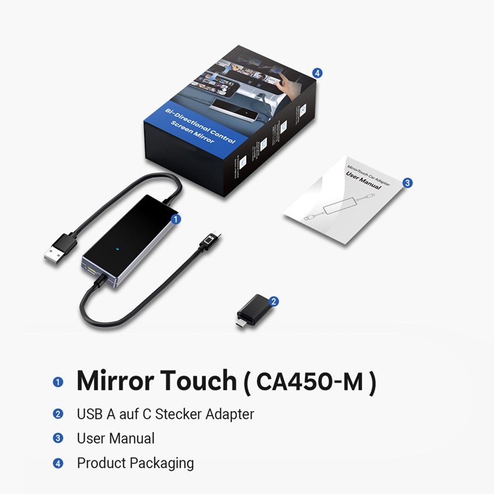 Ottocast Mirror Touch Wireless CarPlay Adapter - Bi-Directional Phone ...