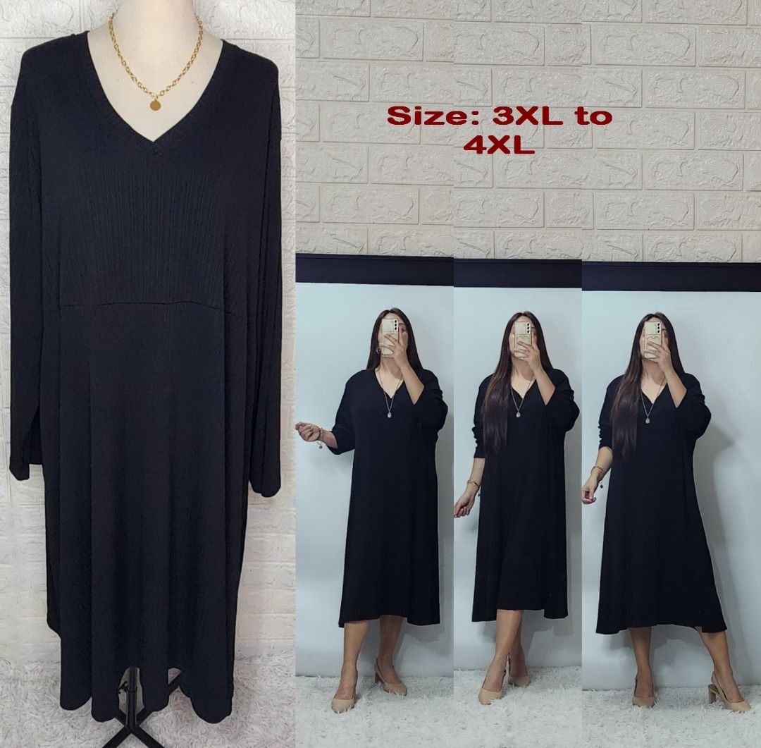 Oversized Black V-neck Kintted Dress (Category: Dresses) located in Quezon City. Submitted by graciejosue (Listing ID 1468081940, Image 1). Description: Rare piece apparel at a very reasonable price and great condition!!! Washed and ready to wear. - Color: Black Fits Size 3XL to 4XL - Design: V-neckline with long sleeves - Style: Versatile for casual daily wear or accessorized looks Condition: 9.5/10 .