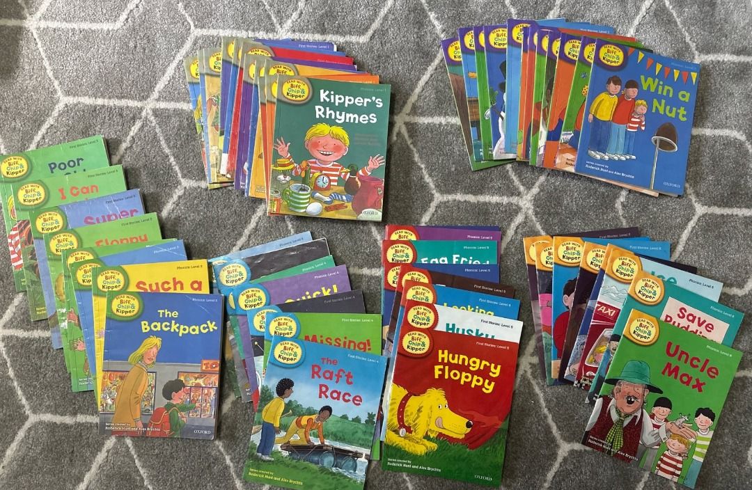 Oxford Read with Biff Chip and Kipper Books Bundle (Category: Children's Books) located in Quezon City. Submitted by somanygoodbooks (Listing ID 1468278747, Image 1). Description: - Huge Oxford Reading Tree book bundle for early readers - Includes popular titles: Kipper's Rhymes, The Backpack, The Raft Race, Hungry Floppy, and Uncle Max - Includes 2 essential parent handbooks (Levels 1-3 and Levels 4-6) - Features multiple levels across the stack