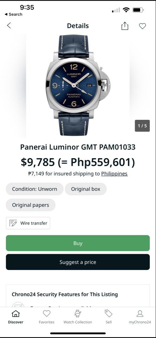 Panerai Luminor GMT PAM01033 (Category: Luxury Watches) located in Paranaque City. Submitted by johnrramirez88 (Listing ID 1468188173, Image 2). Description: Panerai Luminor GMT PAM01033 395k or best offer For sale/swap.