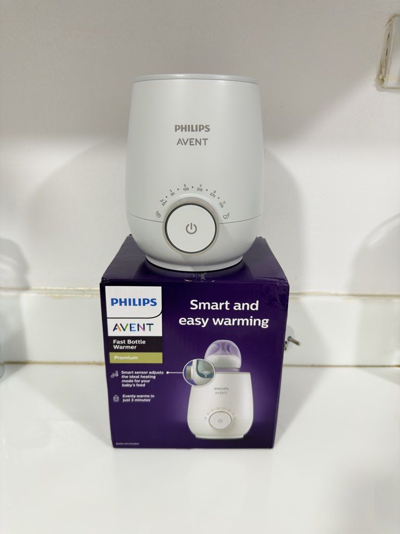 Philips Avent Fast Bottle Warmer Premium (Category: Breastfeeding & Bottle Feeding) located in Caloocan City. Submitted by labellecollection (Listing ID 1468256500, Image 1). Description: - Brand: Philips Avent Fast Bottle Warmer (Model SCF358) - Color: White and grey - Smart sensor automatically adjusts heating for safe and even results - Warms milk in just 3 minutes - Defrosts frozen milk and baby food easily - Keep warm function maintains temp