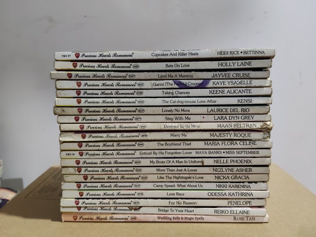 PHR Precious Hearts Romance H-R Assorted Bundle PRELOVED (Category: Storybooks) located in Puerto Princesa. Submitted by marsie1937 (Listing ID 1468146677, Image 1). Description: wts lfb FOR SALE PHR Precious Hearts Romance H-R Assorted Bundle PRELOVED (20 pcs) Price: 150 Condition: Fair to Well-used Loc: Puerto Princesa Palawan MOD: J&T MOP: GCash If buying multiple sets, maximum of 20 pieces per transaction.