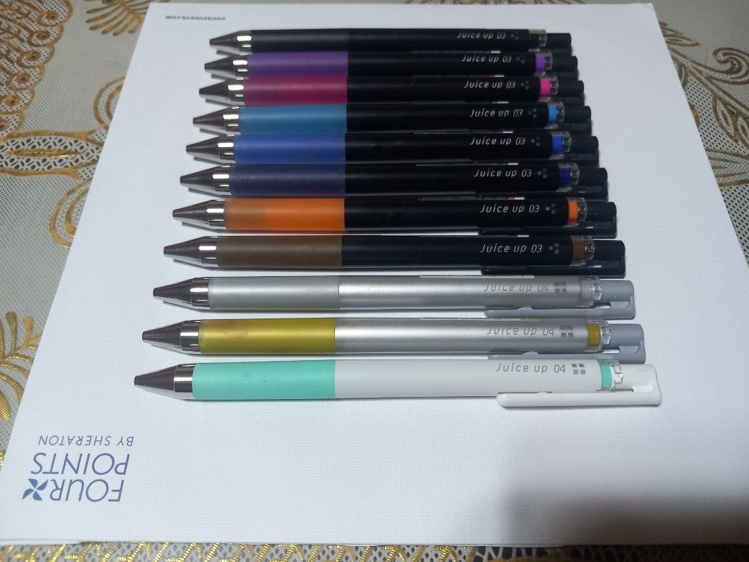Pilot Juice Up Retractable Gel Pens (Category: Stationery & School Supplies) located in Cavite. Submitted by ulldrich (Listing ID 1468213459, Image 2). Description: Selling a bundle of 11 authentic Pilot Juice Up Retractable Gel Pens in great condition! These feature Pilot’s premium synergy tip and vibrant pigment ink for incredibly smooth, precise writing. I have explicitly pulled out the refills in the photos so you can see the exact remaining 