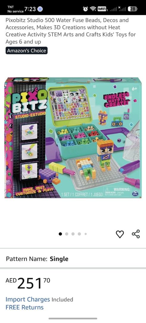 Pixobitz Studio Water Fuse Beads Craft Kit (Category: Craft Supplies & Tools) located in Santiago. Submitted by aceheart0118672 (Listing ID 1468178506, Image 2). Description: - Pixobitz Studio 3D water fuse bead kit for kids - Includes colorful bead packs, templates, spray bottle, tools, and storage case - Original box and instruction booklet included - Fun and engaging creative activity.