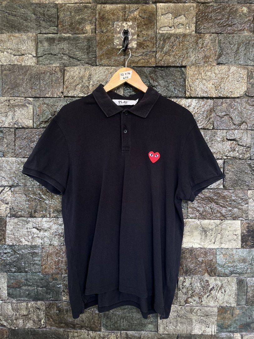 Play Black Poloshirt (Category: Tshirts & Polo Shirts ) located in Cagayan de Oro. Submitted by curatedheirloomph_ (Listing ID 1468233450, Image 1). Description: 𝘿𝙞𝙢𝙚𝙣𝙨𝙞𝙤𝙣𝙨: 22x26 𝘽𝙚𝙨𝙩 𝙁𝙞𝙩: Medium - Large 𝘾𝙤𝙣𝙙𝙞𝙩𝙞𝙤𝙣 & 𝘾𝙤𝙡𝙤𝙧 𝙍𝙖𝙩𝙚: Very Good (9/10) 𝙄𝙨𝙨𝙪𝙚: Collar Lining 𝘼𝙪𝙩𝙝𝙚𝙣𝙩𝙞𝙘𝙞𝙩𝙮 𝘿𝙚𝙘𝙡𝙖𝙧𝙖𝙩𝙞𝙤𝙣: Authentic.