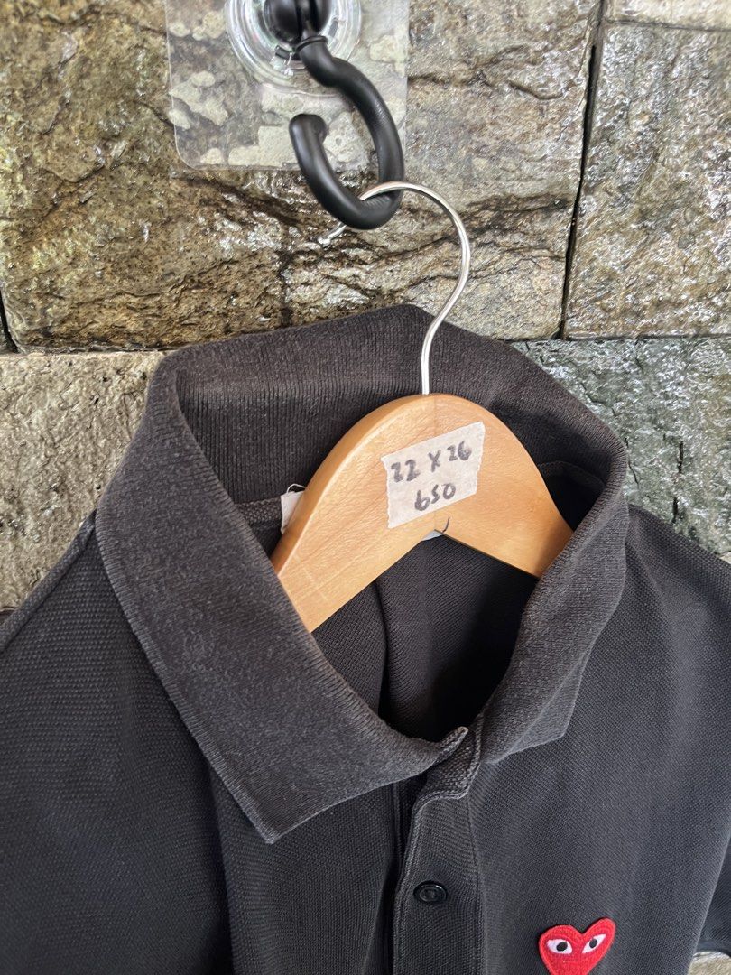 Play Black Poloshirt (Category: Tshirts & Polo Shirts ) located in Cagayan de Oro. Submitted by curatedheirloomph_ (Listing ID 1468233450, Image 3). Description: 𝘿𝙞𝙢𝙚𝙣𝙨𝙞𝙤𝙣𝙨: 22x26 𝘽𝙚𝙨𝙩 𝙁𝙞𝙩: Medium - Large 𝘾𝙤𝙣𝙙𝙞𝙩𝙞𝙤𝙣 & 𝘾𝙤𝙡𝙤𝙧 𝙍𝙖𝙩𝙚: Very Good (9/10) 𝙄𝙨𝙨𝙪𝙚: Collar Lining 𝘼𝙪𝙩𝙝𝙚𝙣𝙩𝙞𝙘𝙞𝙩𝙮 𝘿𝙚𝙘𝙡𝙖𝙧𝙖𝙩𝙞𝙤𝙣: Authentic.