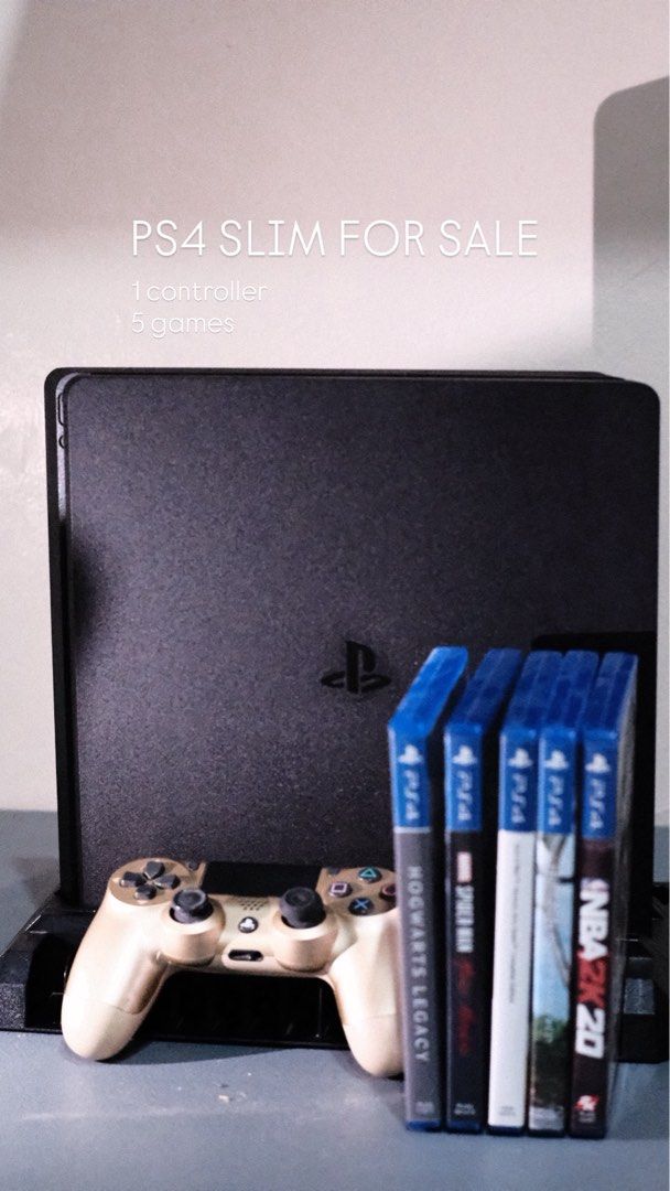 PlayStation 4 Slim Console with Controller and 5 Games (Category: PlayStation) located in Las Pinas. Submitted by mysssabado46019 (Listing ID 1468182709, Image 1). Description: PS4 Slim Set 1 controller 6 games rfs: upgrade loc: imus cavite .
