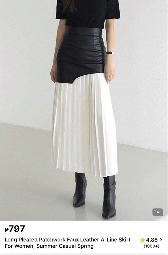Pleated leather skirt (Category: Skirts) located in Rizal. Submitted by kirschet_k (Listing ID 1468202105, Image 1). Description: 750 srp Super quality W27 Length 33.