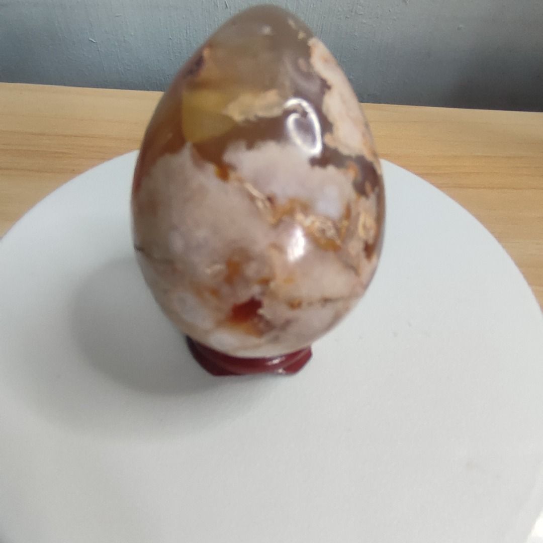 Sakura Agate Egg (Category: Precious Stones) located in Taguig. Submitted by joyofcrystals (Listing ID 1468120083, Image 2). Description: 🌸 Sakura Agate Egg (Cherry Blossom Agate) 🌸 A gorgeous piece of nature’s art to bring growth, calm, and joy to your space! ✨ This piece has such a cozy, dreamy vibe—perfect for your work desk, bedside table, or crystal display shelf. 🌿✨ Type: Sakura Agate Egg (comes with a display stand!) Length: 59.8 mm Wid