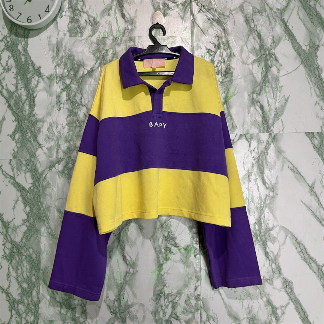 POLO BAPY (Category: Longsleeves) located in Bulacan. Submitted by letsfindukaywithme (Listing ID 1468062300, Image 2). Description: POLO BABY XS Cropped oversized 24x20" Sleeves: 30 Fits up to Large Minimal washable stain but still like new +sf payment first Ship via J&T .