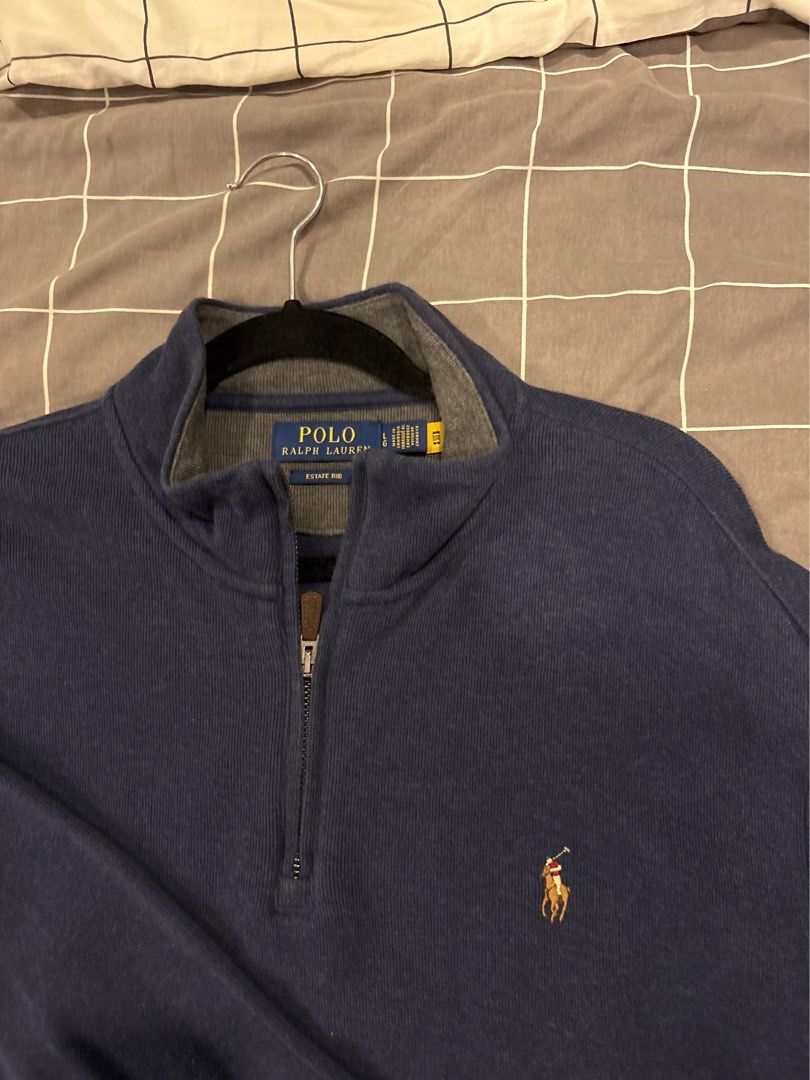 Polo Ralph Lauren Quarter Zip (L) (Category: Coats, Jackets and Outerwear) located in Paranaque City. Submitted by pacaf13 (Listing ID 1468175300, Image 3). Description: Selling my Polo Ralph Lauren navy blue long-sleeve quarter-zip. Features the signature embroidered Pony logo, quarter-zip neckline, and a classic design perfect for layering or everyday smart-casual wear. Brand: Polo Ralph Lauren Color: Navy Blue Style: Estate Rib Long-sleeve qua