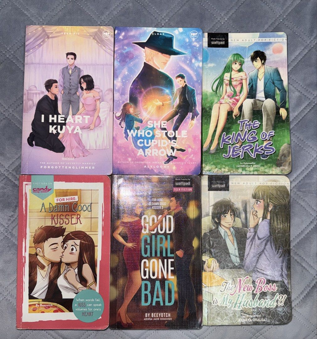 Pop fiction books (Category: Storybooks) located in Malabon City. Submitted by sheena1218 (Listing ID 1468252289, Image 2). Description: Baka sakali 1-3 600 Fallen 80 If i fall 130 New boss is my husband 100 King of jerks 120 Reyna ng kamalasan 150 each Admg 140 Gggb 140 Ebnab 200 6 degrees 140 Better than fiction 100 A latte like love 150 I heart kuya 120 She who stole cupid 120.