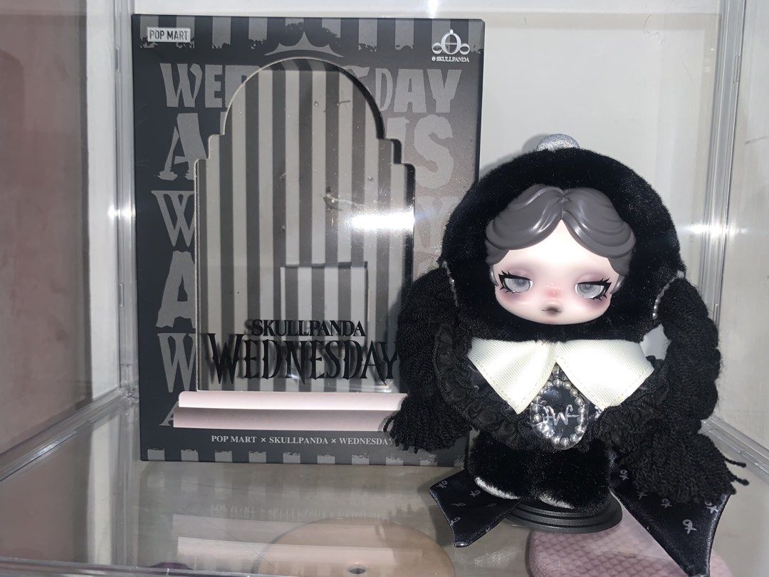 POP MART Skullpanda Wednesday Figure with Box (Category: Designer & Blind Box Toys) located in General Trias. Submitted by clairexlaundromat (Listing ID 1468178478, Image 1). Description: Displayed.