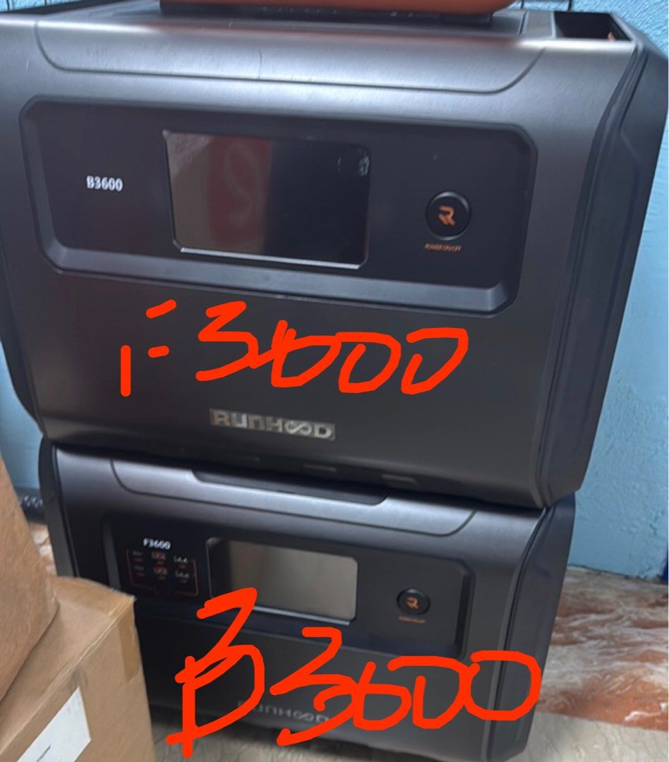 PORTABLE POWER STATIONS (Category: Other Home Appliances) located in Mandaluyong City. Submitted by junaidkala48129 (Listing ID 1468061856, Image 3). Description: Runhood F2400 (2400W) ₱80,000.00 Runhood 2400W Extra Battery(2400W) ₱60,000.00 XSories 3000 (3000W) ₱60,000.00 Runhood F3600 (3600W) ₱120,000.00 Runhood 3600 Extra Battery(3600W) ₱90,000.00 FREE SOLAR PANEL 400W x 1 Used- excellent condition/ indoor use / no visible scratches/ all funct
