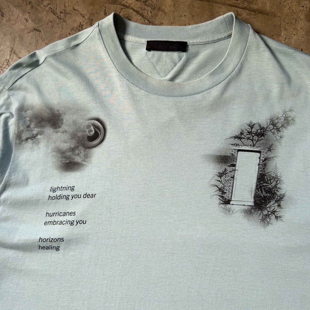 Prada - S/S22 Transfer Print Tee (Category: Tshirts & Polo Shirts ) located in Cavite. Submitted by 4118.ph (Listing ID 1468224941, Image 3). Description: Medium 9/10 condition Yellowing on neckline Width 22.5” Length 27.5”.