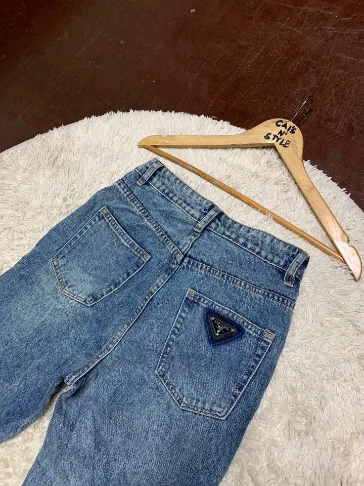Prada flare jeans (Category: Jeans) located in Lianga. Submitted by legitseller12345678 (Listing ID 1468224894, Image 3). Description: Prada flare jeans for women📌 Excellent in condition Waistline 26-27 Length 38.5 Hem 8.5 Solid Mine 800 plus sf.