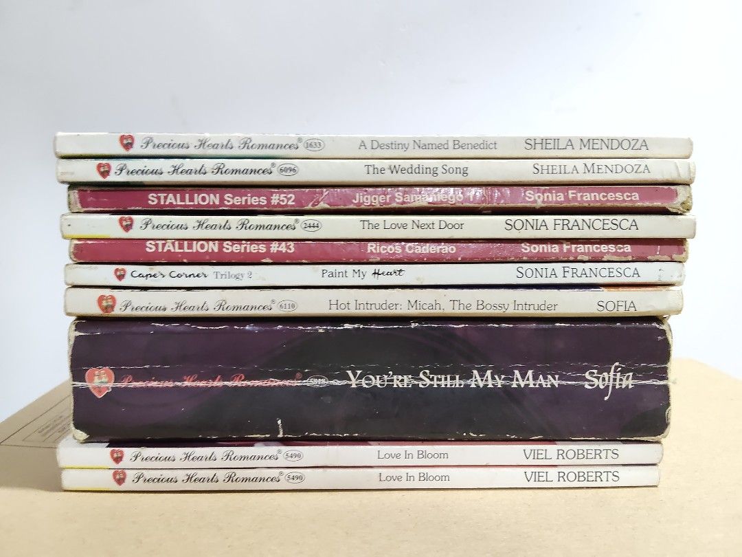 Precious Hearts Romance S-V Bundle PRELOVED (Category: Storybooks) located in Puerto Princesa. Submitted by marsie1937 (Listing ID 1468146446, Image 1). Description: wts lfb FOR SALE PHR Precious Hearts Romance S-V Bundle PRELOVED (10 pcs) Includes: Sheila Mendoza, Sonia Francesca, Sofia, Viel Roberts Condition: Fair to Well-used Loc: Puerto Princesa Palawan MOD: J&T MOP: GCash If buying multiple sets, maximum of 20 pieces per transaction.
