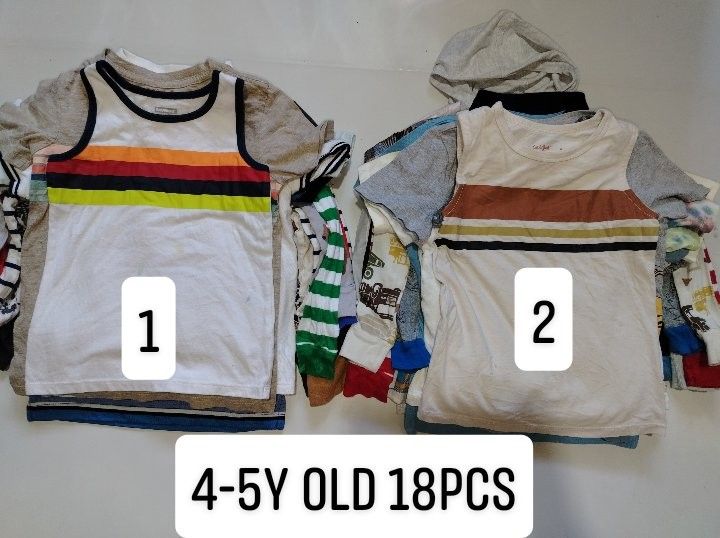 Preloved Tops for Boy 4-5yrs old 18pcs (Category: Babies & Kids Fashion) located in San Luis. Submitted by cknfaithtoysshop1831 (Listing ID 1466252116, Image 1). Description: .