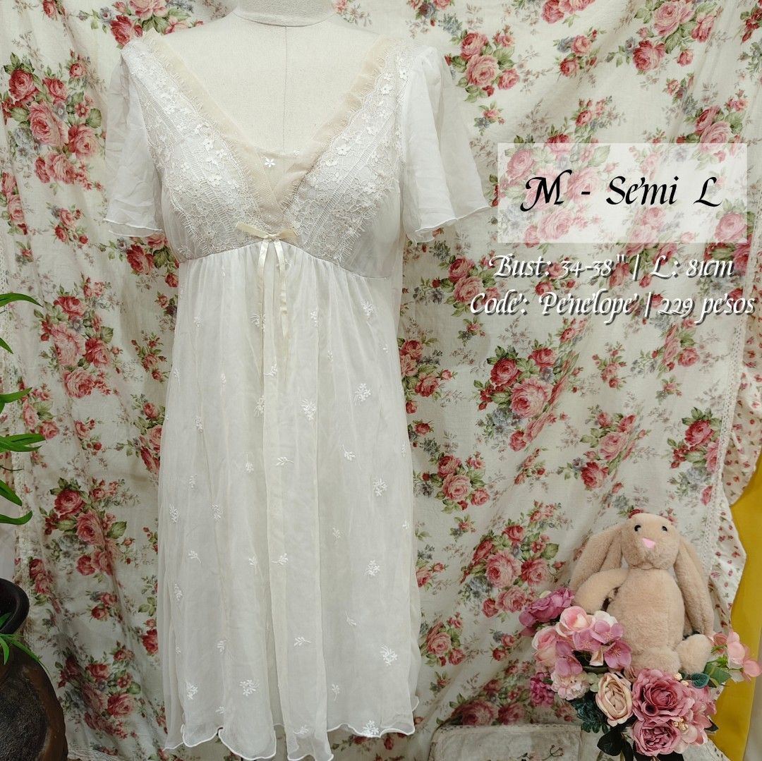 Princess Sleepwear with Embroid Details (Category: Undergarments & Loungewear) located in Cabanatuan. Submitted by curated_cozy (Listing ID 1468184760, Image 1). Description: Thrifted! Size: M-Semi L Bust: 34-38" Length: 81cm -Lightly Washed -Payment thru Gcash, Gotyme, MariBank -Shipping via J&T -Buyer shoulders Shipping Fee ‼️No Rush Order‼️ [SKU: PSS3].