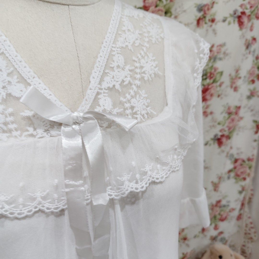 Princess Sleepwear with Lace Design (Category: Undergarments & Loungewear) located in Cabanatuan. Submitted by curated_cozy (Listing ID 1468184262, Image 3). Description: Thrifted! Size: L-XL Bust: 42" Length: 99cm -Lightly Washed -Payment thru Gcash, Gotyme, MariBank -Shipping via J&T -Buyer shoulders Shipping Fee ‼️No Rush Order‼️ [SKU: PSS3].