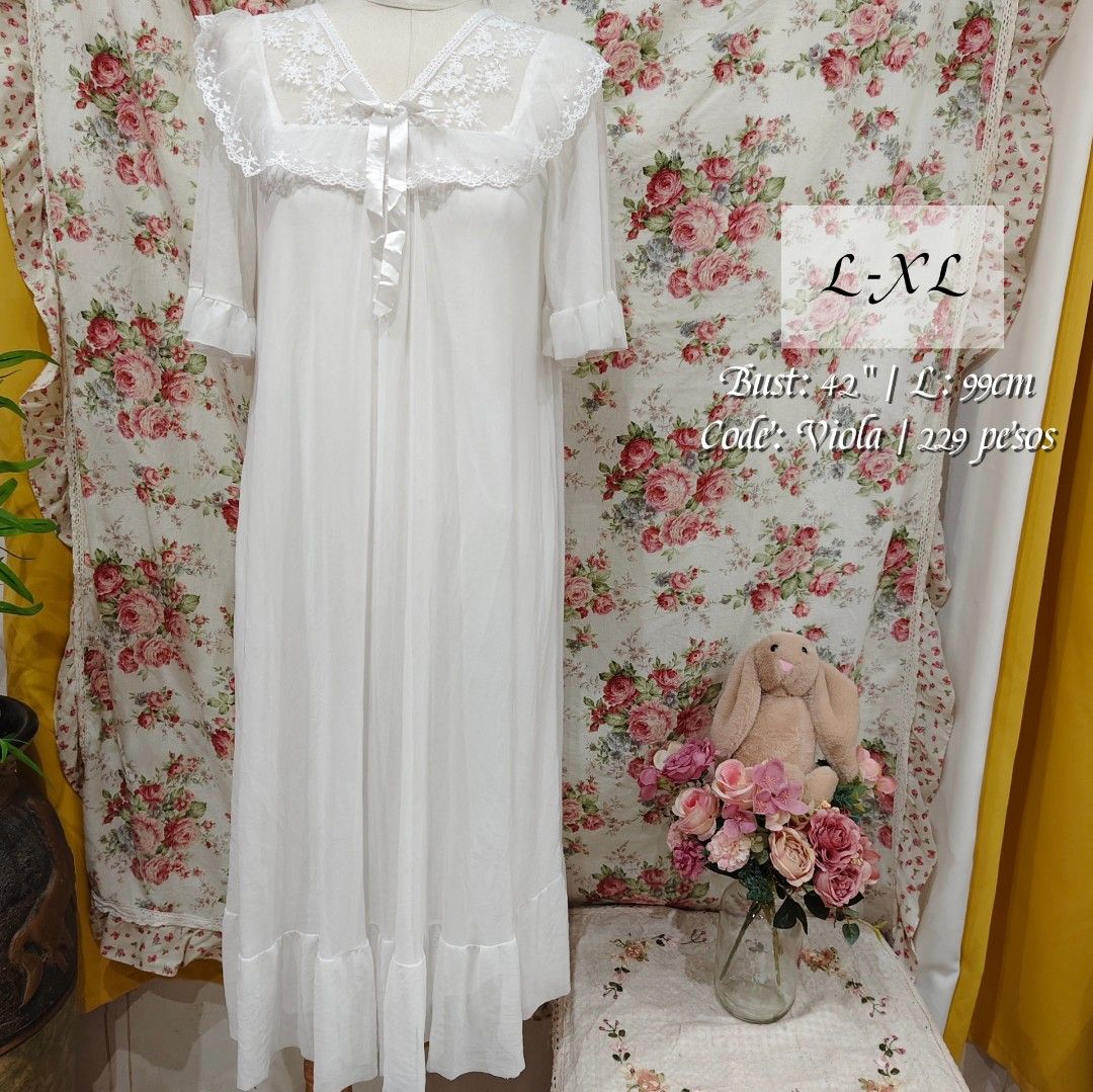 Princess Sleepwear with Lace Design (Category: Undergarments & Loungewear) located in Cabanatuan. Submitted by curated_cozy (Listing ID 1468184262, Image 1). Description: Thrifted! Size: L-XL Bust: 42" Length: 99cm -Lightly Washed -Payment thru Gcash, Gotyme, MariBank -Shipping via J&T -Buyer shoulders Shipping Fee ‼️No Rush Order‼️ [SKU: PSS3].