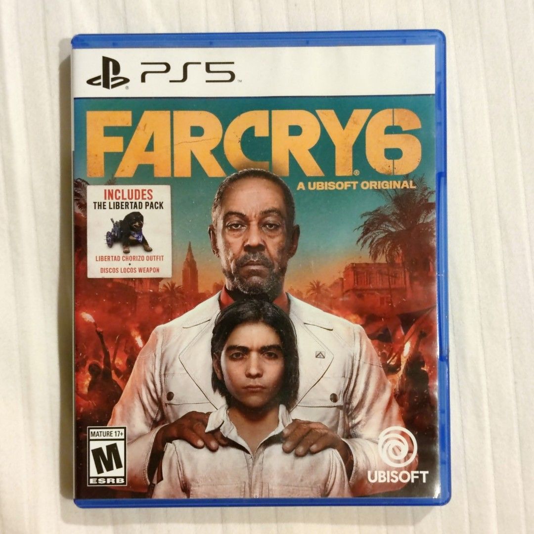 PS5 Far Cry 6 (Category: PlayStation) located in Muntinlupa City. Submitted by angeline_cga (Listing ID 1468186734, Image 1). Description: - Platform: PlayStation 5 (Physical Disc) - Condition: Like new / Mint - ESRB Rating: M for Mature - Includes: Libertad Pack (Chorizo outfit & Discos Locos weapon) - Mode: Action shooter by Ubisoft - Shipping: Via J&T or LBC / Meetups possible.